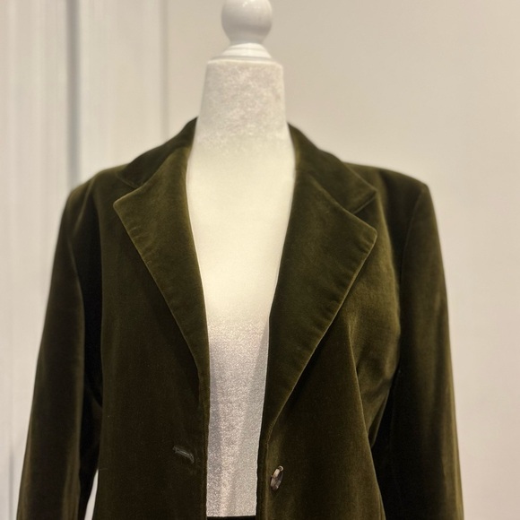 Burberry 1990’s RARE Green/Brown Velvet Blazer Classic Suit Jacket Set - Picture 7 of 12